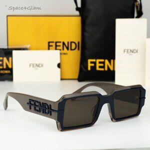 Fendi Women Sunglasses Brown Rectangle FE40073U FENDIGRAPHY 50E NEW AUTHENTIC